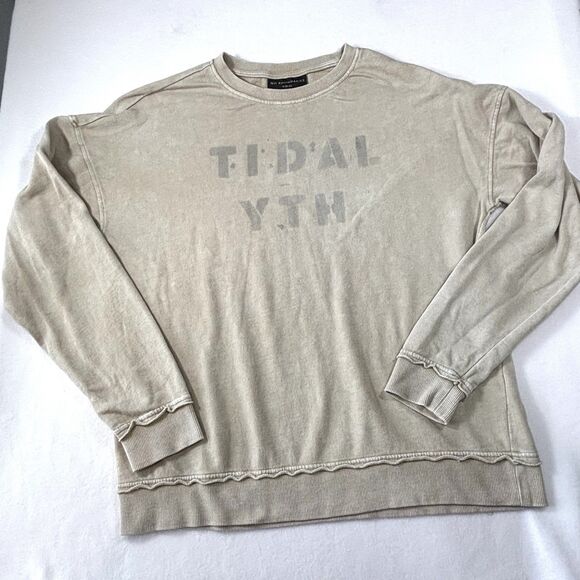 Thrashed Vintage Sweatshirt Sun Faded Beige Distressed Gothic Grunge - Picture 1 of 8